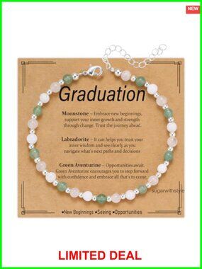 Natural Healing Crystal Link Bracelet for Women, Anxiety Relief Adjustable